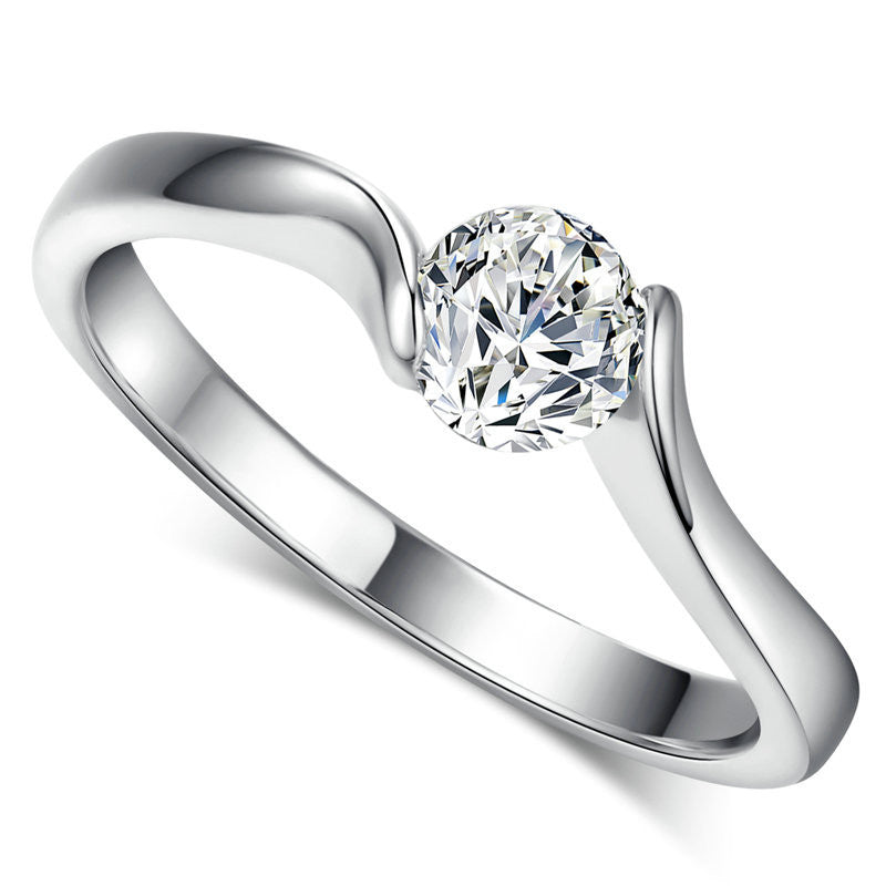 Crystal Ring White Gold Plated