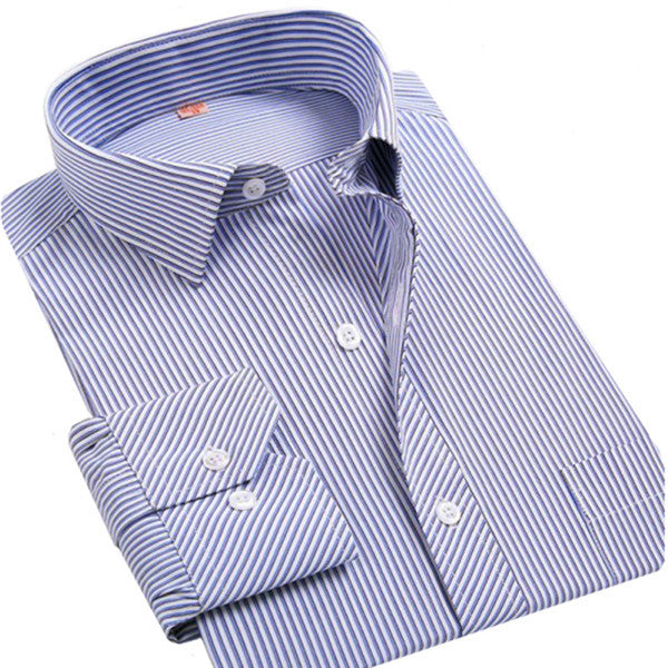 4XL 5XL 6XL 7XL 8XL Large Size Men's Business Casual Long Sleeved Shirt White Blue Black Striped Male Social Dress Shirt Plus