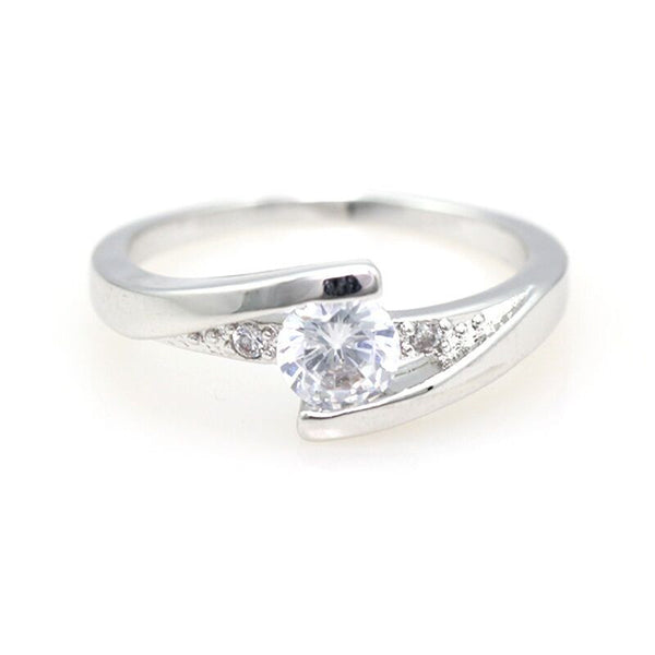 White Gold Plated CZ Diamond Ring