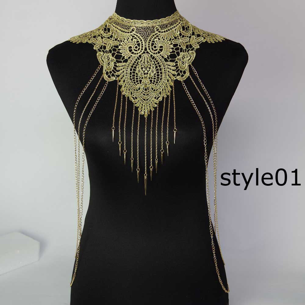 Lace Flower Collars Gold Body Chains