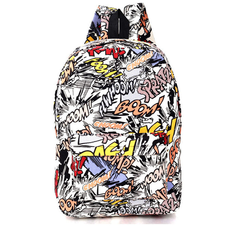 2017 Hippie Cartoon Print Student Canvas school Backpack