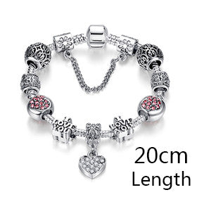 Unique Silver Crystal Charm Bracelet