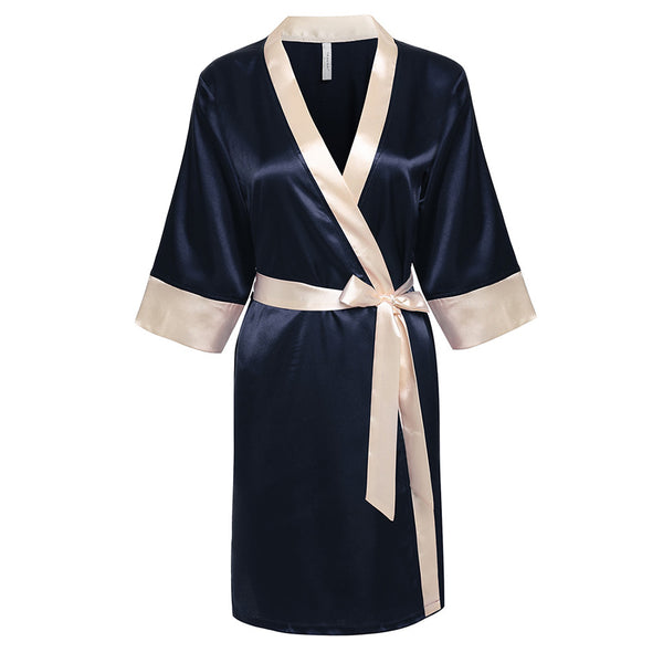 Ekouaer Women's Kimono Robe Knee Length Bathrobe Sexy Lingerie Sleepwear Short Satin Lace Nightwear Bridesmaid Robes XS-XL