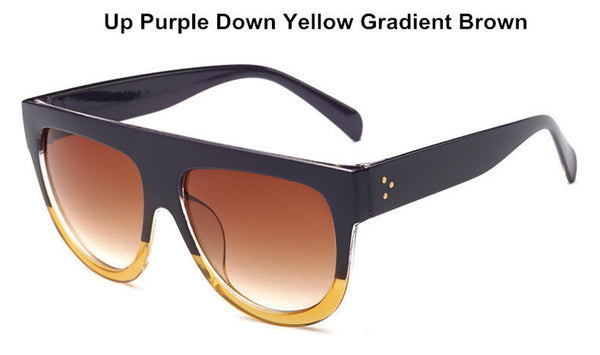 Oversize Sunglasses Women Brand Shades Men Retro Flat Top Cat eye Glasses Design Vintage Sunglass Female Oculos de sol feminino