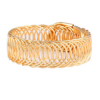 Metallic Gold Tone Chained Wide Bracelets