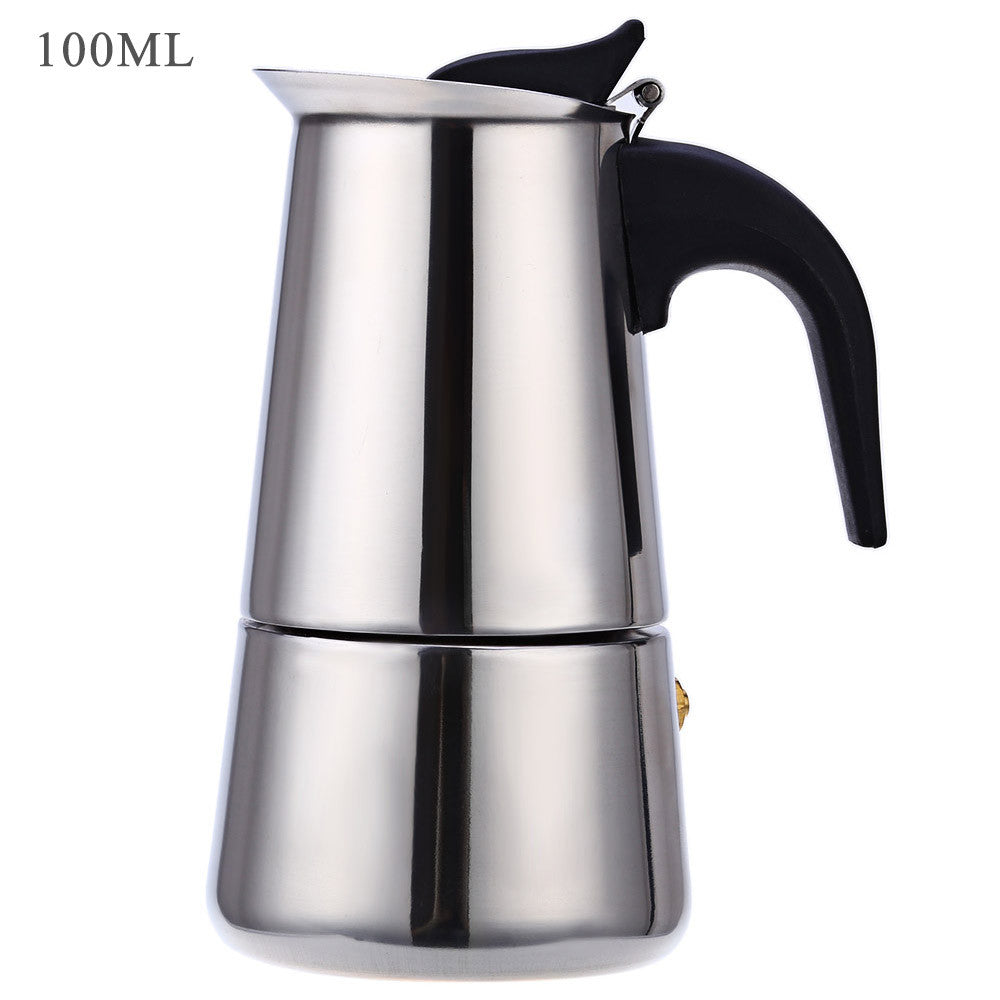 Stainless Steel Moka Coffee Maker Mocha Espresso Latte Stovetop Filter Coffee Pot Percolator Tools Easy Clean