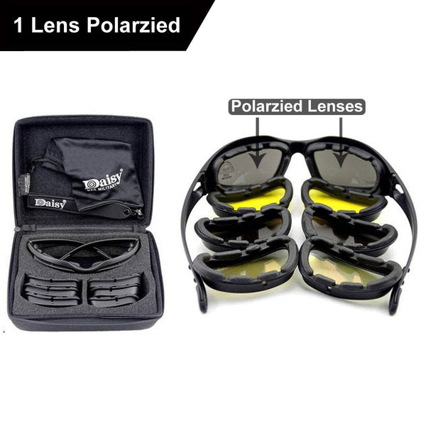 Daisy One C5 Polarized Army Goggles, Military Sunglasses 4 Lens Kit, Men's Desert Storm War Game Tactical Glasses Sporting
