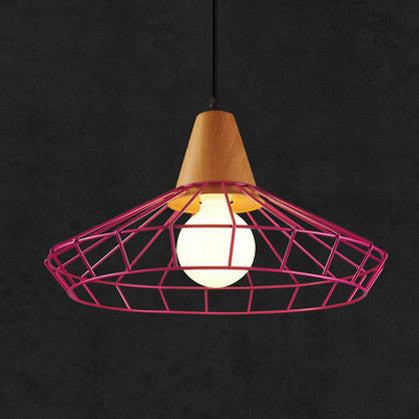 Colorful Birdcage Pendant Lamps Scandinavian Modern Minimalist Art Pyramid Iron Pendant Light Creative Restaurant Lights