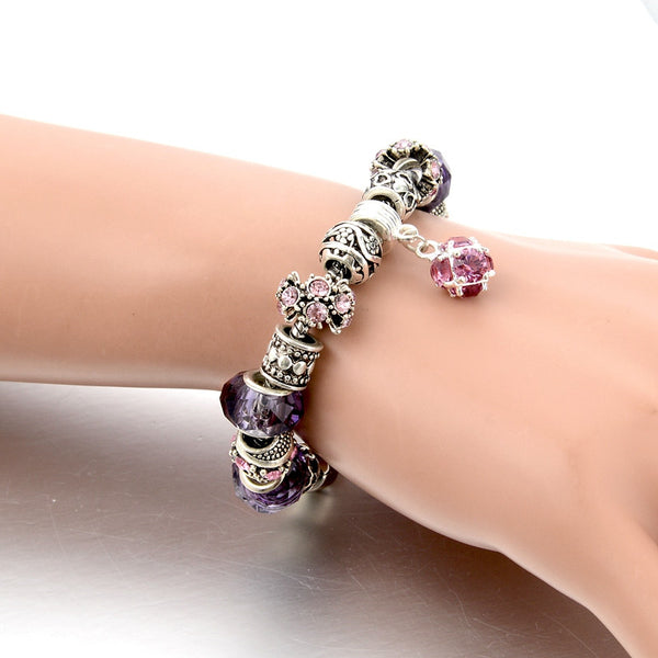 925 Silver Crystal Charm Bracelets