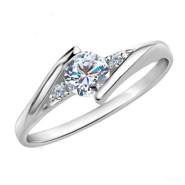 White Gold Plated CZ Diamond Ring