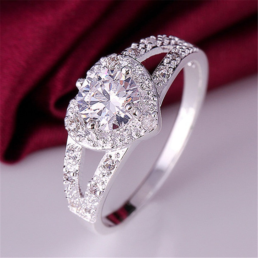 Silver Plated Crystal CZ Diamond Ring