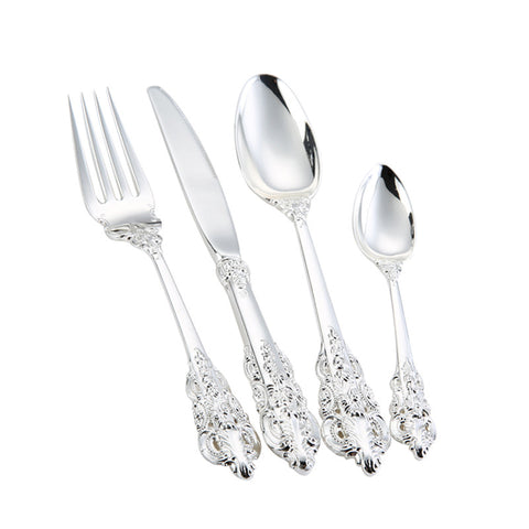 24 Pieces Luxury Silver Flatware Set Cutlery Set