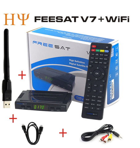 Freesat V7 HD Satellite Receiver Full 1080P+1PC USB WiFi DVB-S2 HD Support Cam powervu youpron set top box power vu