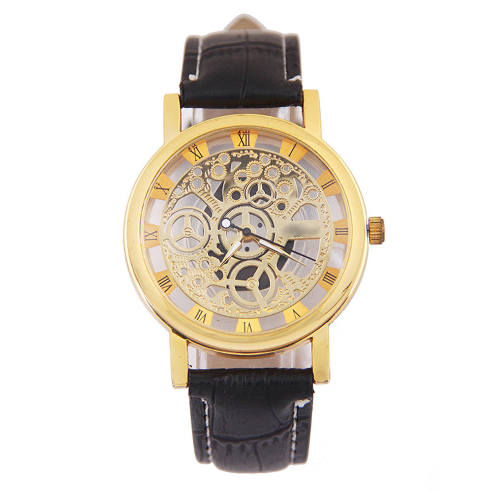 Classic Dial Skeleton Men's Leather Band