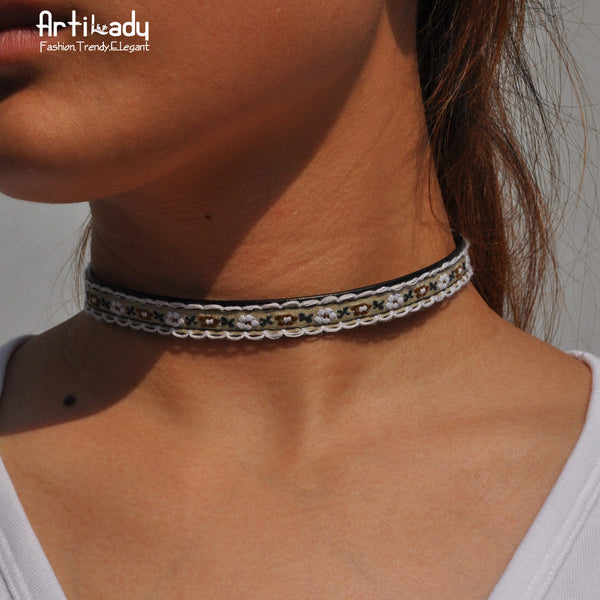 Leather Boho Choker Necklace
