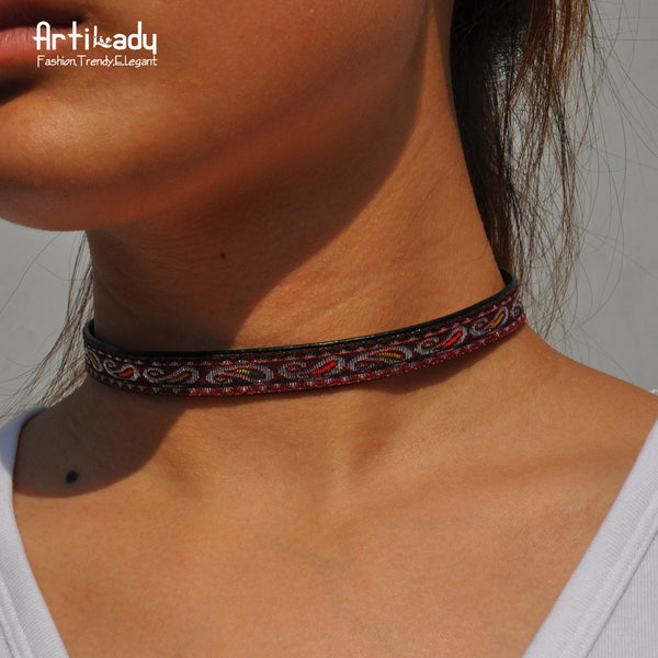 Leather Boho Choker Necklace